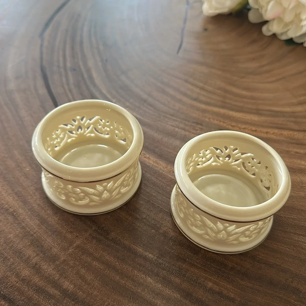 2 Lenox Illuminations Pierced Tea Light Candle Holders